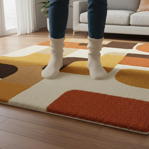 Tapis géométrique rétro touffeté - Tapis moderne du milieu du siècle pour chambre à coucher, salle à manger, chambre d'amis - Décoration moderne pour la maison - Product Image 2