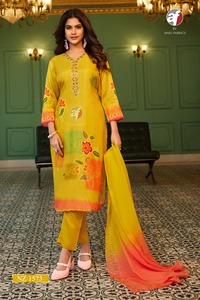 Ropa informal Dola Seda con estampado y trabajo manual Kurti Pant y Dupatta Mujer Moda Exportador mundial a la tarifa más baja - Product Image 3