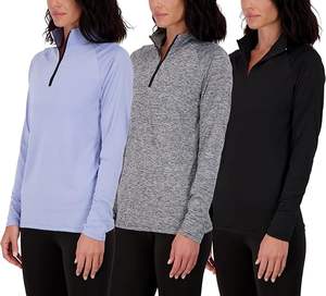 Paquete de 3 camisetas de manga larga de secado rápido para mujer, cuarto de cremallera, logotipo personalizado, manga con soporte, camiseta informal deportiva para montar a caballo para hombre - Product Image 5