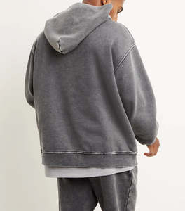 Sweat à capuche épais et surdimensionné vintage pour homme, effet délavé, personnalisé, brodé, respirant, 100 % coton - Product Image 2