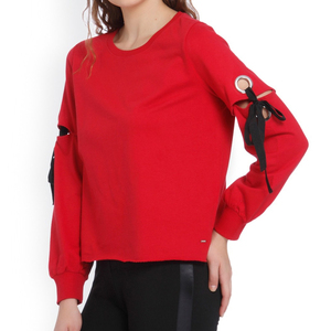 Sweat-shirts personnalisés à col rond pour femmes en tissu 100 % coton avec manches élégantes, logo imprimé sur mesure, faible MOQ - Product Image 5