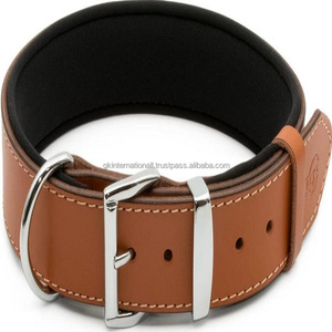 2022 nouveau design Top Grain collier de chien en cuir véritable avec boucle en acier inoxydable de qualité supérieure D anneau et boucle collier pour animaux de compagnie de chien personnalisé - Product Image 5