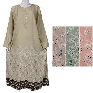 Robe musulmane Abaya pour femme très demandée. Normcore floral/Style minimaliste. Matériau polyester/coton très lisse et doux pour le quotidien - Product Image 5