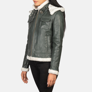 New Arrival Fashion High Quality <b>Women's</b> Waterproof Shearling Leather <b>Jacket</b> Winter Warm Quick Dry & Breathable Sheepskin Fur - Product Image 2