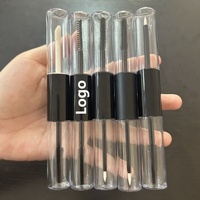 ISMAN Contenant Double Rond Transparent Noir 10ML pour Gloss à Lèvres Vide 2-en-1, Tube de Mascara, Bouteille d'Eyeliner, Emballage Cosmétique