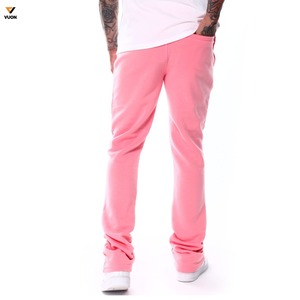 Pantalones de chándal de pierna recta de lana alta para hombre de lujo personalizados con logotipo personalizado pantalones de chándal apilados de lujo para hombre - Product Image 5