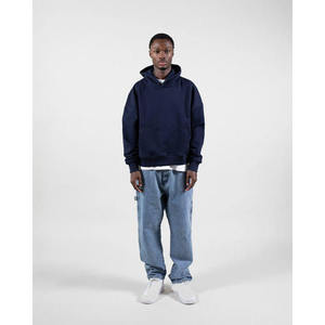 Sweat-shirt à capuche pour homme, bleu foncé, uni, lourd, manches longues, Trackstar, OEM, marque privée - Product Image 3