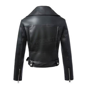 Chaqueta de Otoño de manga larga de cuero PU para mujer 2022, transpirable, teñido liso, nuevo diseño de moda con procesamiento terminado - Product Image 2