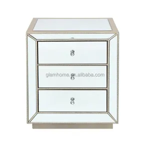 Mirrored night stand ideas furniture wood decor bedside table with mirror above glass drawer next to bed for bedroom