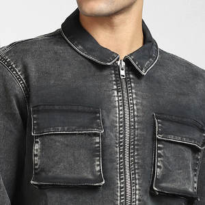Veste en jean pour hommes à col rabattu de couleur personnalisée Veste d'hiver légère et respirante de grande taille en extérieur - Product Image 5