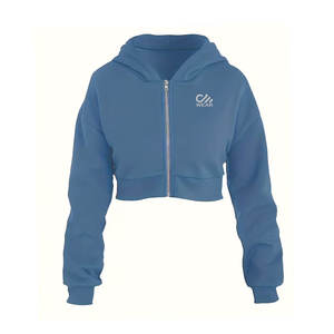 เสื้อฮู้ดสวมหัวแขนยาวสีพื้นของผู้หญิงเสื้อครอปแบบมีฮู้ดออกแบบโลโก้ได้ตามต้องการ - Product Image 5