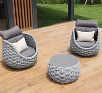 Ensemble de canapés d'extérieur modernes en corde tressée, meubles d'extérieur en aluminium, ensemble de canapés de luxe pour hôtel, terrasse, villa ou cour