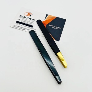 Vente en gros de qualité supérieure durable en acier inoxydable pointe oblique pointe pointue durable écologique léger pince à épiler sourcil - Product Image 4