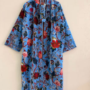 <b>Women</b> <b>Velvet</b> Kimono Robe Cotton Long Floral Duster Jacket <b>Coat</b> - Product Image 1