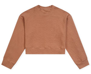 Wholesale Bulk Latest Design Winter Women's Clothing Women Sweatshirts <b>Brown</b> Dyed Cropped Solid Color Dyed Women's Sweatshirts - Product Image 3