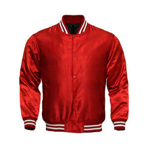 Chaquetas Varsity Personalizables con Cuello Alto y Revestimiento para Hombre, Estilo Béisbol Casual, Color Rosa Intenso, Satén de Poliéster - Product Image 4