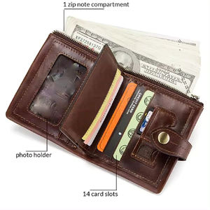 Portefeuille court de style vintage pour hommes de qualité supérieure fait à la main en cuir pleine fleur véritable de qualité supérieure durabilité inégalée rayé en vrac - Product Image 6