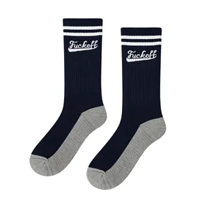 Chaussettes tricotées bleu marine à motif circulaire pour filles, respirantes, chaudes, taille unique, avec bordure brodée, pour usage quotidien au printemps - Product Image 1