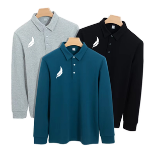 Camisa de Manga Larga para Hombre, Calidad Premium, Tejido de Punto, Estampado Sólido, Resistente a las Arrugas, Ecológica, Casual, 300 Gramos, Otoño Invierno - Product Image 4