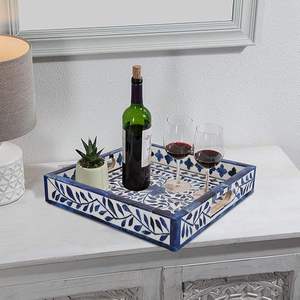 Plateau décoratif en incrustation d'os chic pour table basse de salle à manger et fêtes de restauration d'événements spéciaux et plateau d'utilisation de table de mariage - Product Image 1