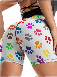 Nouvelles femmes patte impression Shorts Nylon Spandex taille haute Shorts d'entraînement Fitness Yoga ascenseur bout à bout Fitness dames Yoga Gym course court - Product Image 2