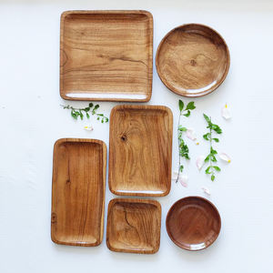 Assiettes faites à la main plats en bois bon marché ensembles de vaisselle modernes assiette en bois pour servir les fruits de mer - Product Image 1