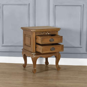 Chantilly Solid Mahogany Wood <b>Bedside</b> Cabinet with Natural Finish High Quality <b>Storage</b> for Apartment Bedroom Use 2 Drawers - Product Image 3