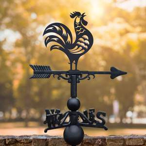 Ornement de jardin fonctionnel de girouette de fer de représentation d'animal précis avec l'orientation de direction de vent - Product Image 1