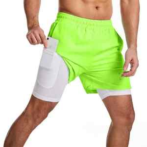 Men Quick Dry Gym Outdoor Sports Shorts With Phone Pocket Double <b>Layer</b> Fitness Shorts 2 in 1 Running Shorts With Custom Designs - Product Image 5