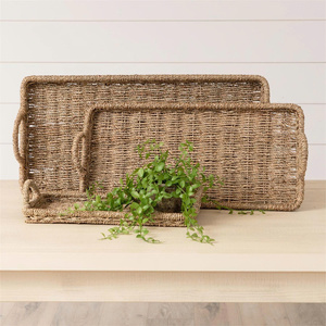 Plateaux en jonc de mer rectangulaires de ménage vietnamien servant des plateaux de service en gros de nourriture - Product Image 5