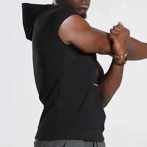 OEM High Quality Workout Fitness Sleeveless Gym Hoodie Custom logo Muscle Fit Hooded Neck Hoodies for Men men's hoodies - Product Image 6