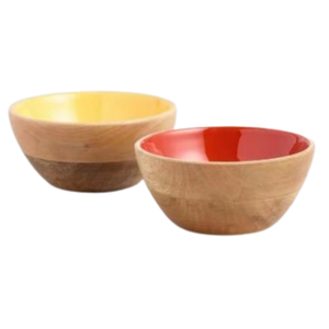 Ensemble de 2 bols en bois colorés - Product Image 1