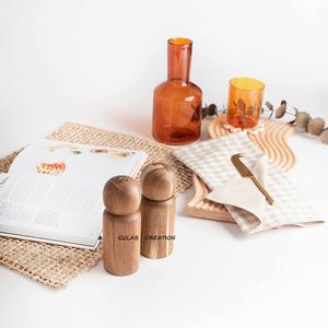 Salero y pimentero de madera maciza de acacia, juego de molinillo de especias ecológico para uso en cocina y mesa de comedor - Product Image 5