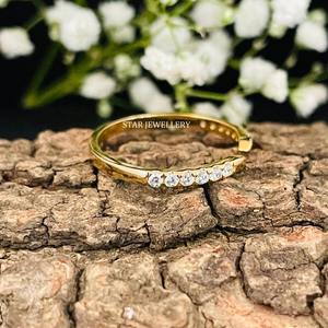 Bague de mariage en or massif 14 carats sertie de diamants pavés, bijoux de luxe pour femmes chrétiennes - Product Image 5