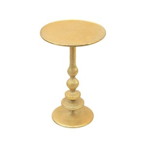 Elegant <b>Round</b> <b>Gold</b> Metal Accent <b>Table</b> Modern Pedestal <b>Side</b> <b>Table</b> for Living Room Bedroom Hammered <b>Gold</b> <b>Round</b> Pedestal <b>Table</b> - Product Image 3