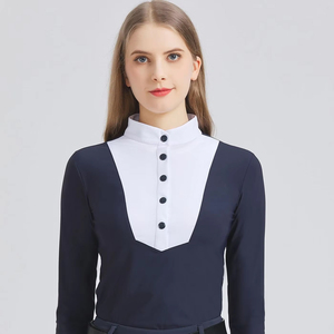 Women's <b>Long</b> <b>Sleeve</b> Equestrian Show Shirt OEM Horse Riding Top <b>Base</b> <b>Layer</b> with High Visibility Comfortable Top for Competitions - Product Image 6