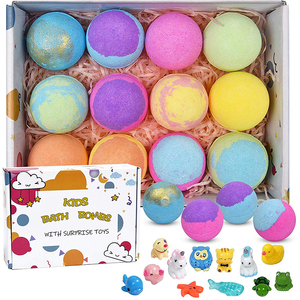 Boule de bain effervescente parfumée de luxe avec surprise à l'intérieur, bombes de bain naturelles pour hydrater la peau, avec mini jouets pour enfants - Product Image 1