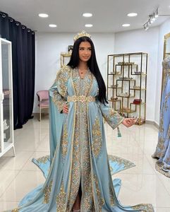 ใหม่ล่าสุดที่สวยงามปัก zari บนนักออกแบบที่สวยงามสีฟ้า caftan กับชุด Trail สำหรับปาร์ตี้สวมใส่และงานแต่งงาน = 2024 - Product Image 1