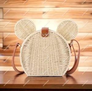 Customized Woven Natural Material Gift Storage <b>Basket</b> Woven <b>Wicker</b> Oval <b>Picnic</b> Set Square Vertical Bag With Geometric Pattern - Product Image 3