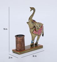Support de stylo éléphant bébé en fer, fabriqué en Inde, écologique, fiable, pour l'organisation du bureau scolaire, design moderne et fonctionnel, vente en gros