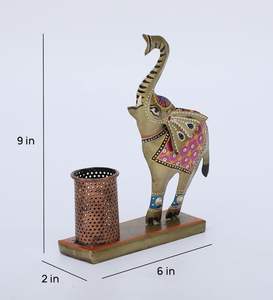 Support de stylo éléphant bébé fabriqué en Inde, décoration de bureau pour espaces fonctionnels et un bureau organisé, en gros - Product Image 6