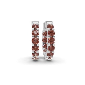 Boucles d'oreilles créoles en or massif 14 carats avec diamants de laboratoire ronds couleur chocolat, 1 carat total, pureté VS, 20 diamants, pour femme, couleur fantaisie, chaleur éclatante - Product Image 2