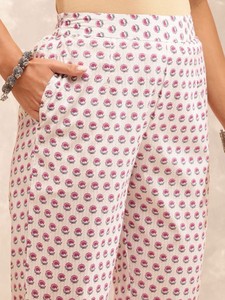 Mujeres motivos étnicos impreso regular puro algodón Kurta con pantalones y con Dupatta indio pakistaní salwaar kameez - Product Image 5