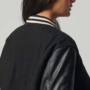 Veste universitaire pour femme de haute qualité, best-seller, en peau de mouton, respirante, personnalisable, vêtement d'hiver, motif uni, col montant, amovible - Product Image 5