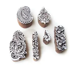 Asian Leaf and Paisley Design Wooden Stamp