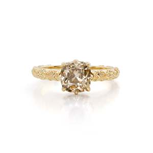 Anillo Posh Old Mine Cushion Champagne con diamante cultivado en laboratorio de 1.66 ct, color marrón claro elegante VS2, en oro amarillo de 14K, elección exclusiva de boutique. - Product Image 2