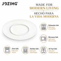 Plat de service ovale en porcelaine écologique JOZING de 16 pouces, texture en chevron, blanc
