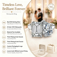 Bague de Fiançailles et de Promesse Classique 4CT en Argent Sterling 925 avec Double D et Pierres Moissanite VVS1 pour Femme