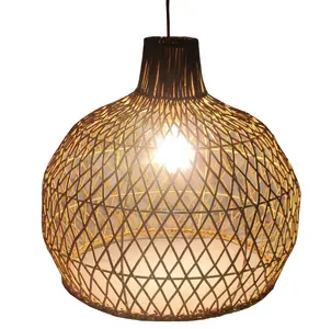 Luce a sospensione in rattan di bambù rotonda in rattan fatta a mano lampada in rattan illuminazione pendente dal produttore