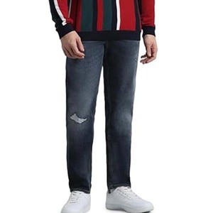 กางเกงยีนส์ผู้ชายขาตรงสไตล์ฮิปฮอป, กางเกงยีนส์ผ้ายืดทรงสลิมฟิต - Product Image 5